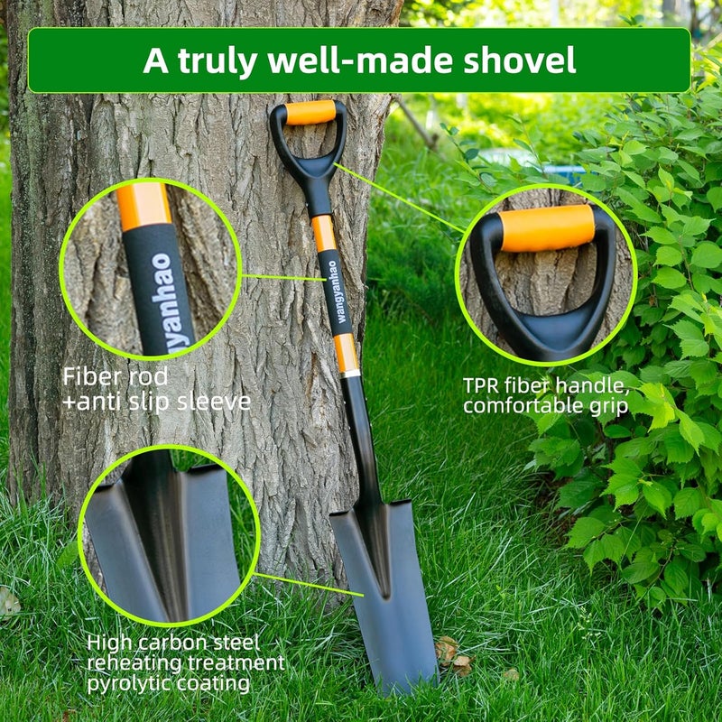 wangyanhao Spade Shovel,Transplanting Spade，Drain Spade,Spade Shovels for Digging,Sharp Shooter Shovel or Spade, D-Grip,Fiberglass Handle Heavy Duty (Drain Spade) - Image 2
